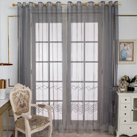 europe grey tulle curtains window screen for living room bedroom embroidered voile sheer curtains for kitchen door drapes decor
