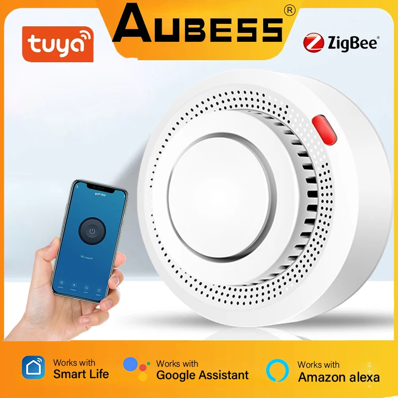 

Tuya Smart Zigbee 3.0 Smoke Detector Smart Fire Alarm Progressive Sound Photoelectric Smoke Sensor Works With Tuya Zigbee Hub