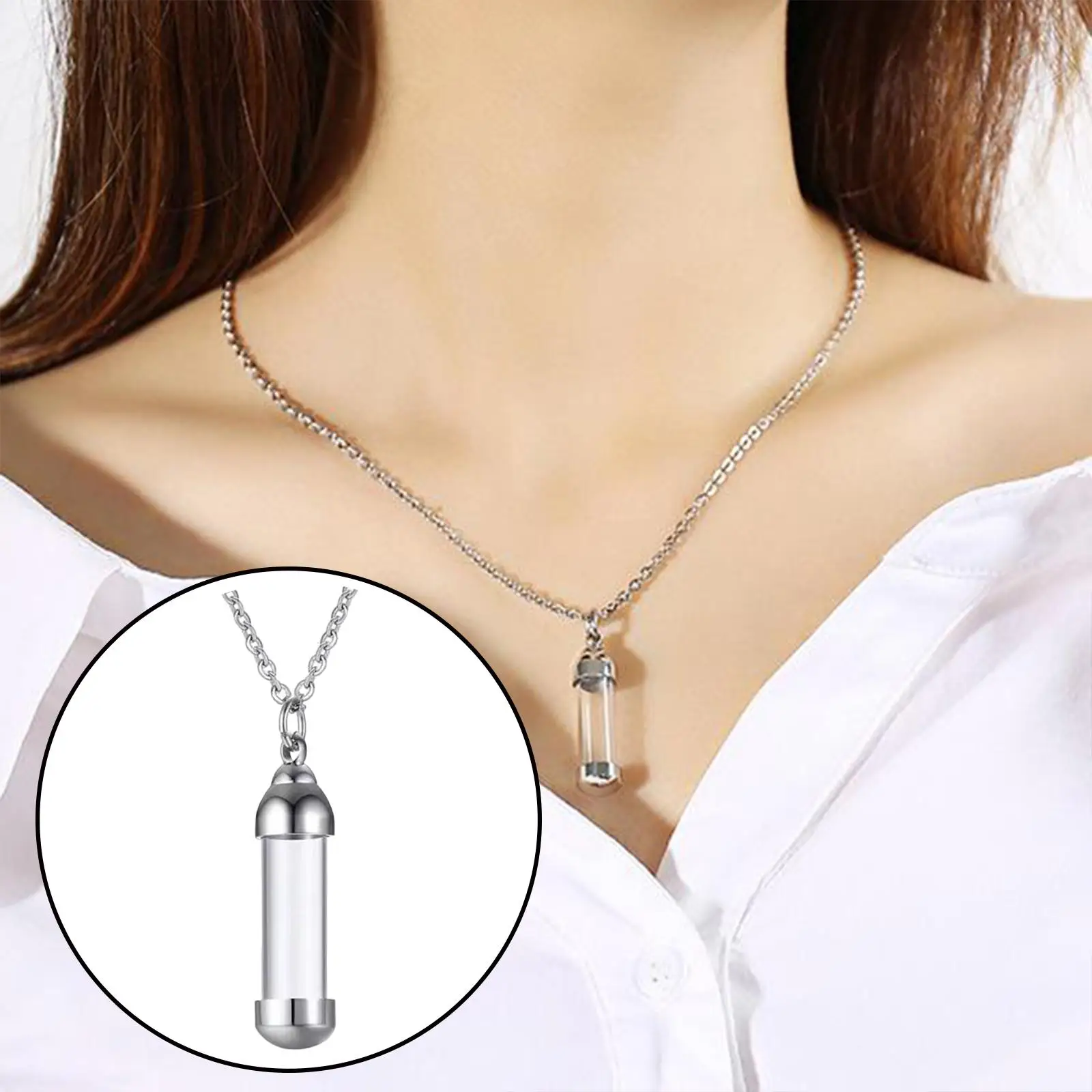 

Urn Necklace for Ashes Glass Pendant High Polished for Messages,Prayer Lection Sturdy Solid Chain Funeral Jewelry Durable