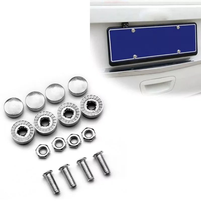 

1 Set Universal Car Truck License Plate Frames Screw Cap Kit Tag Metal Latches Cover