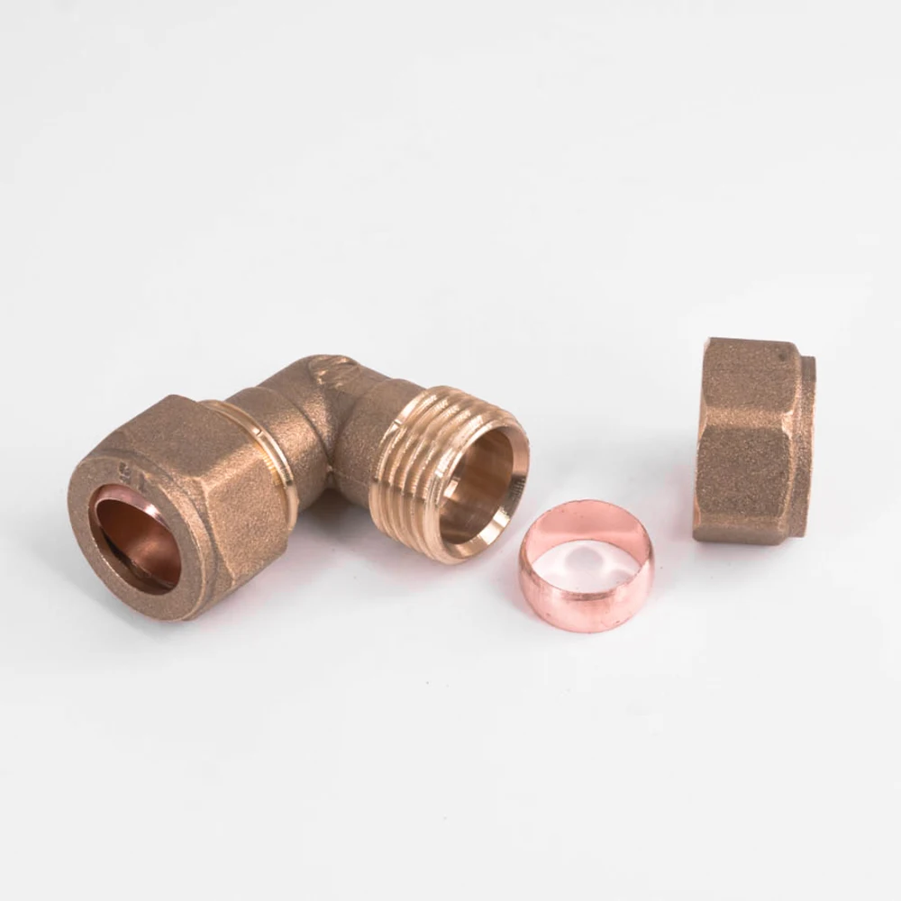 

Fit Tube OD 15mm-35mm Brass Compression Fitting Union Elbow Connector Water Gas Fuel