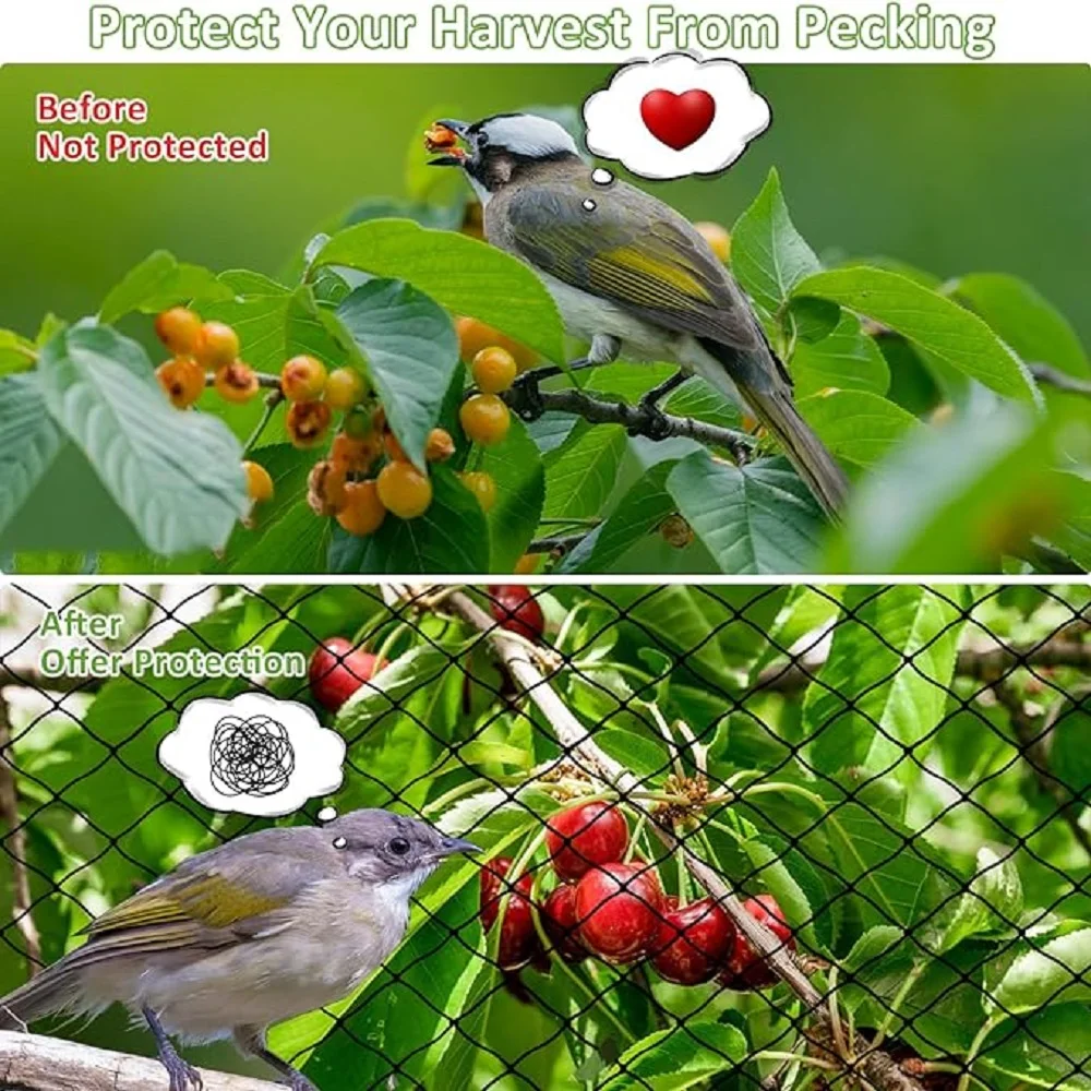 Большая садовая сетка для предотвращения птиц нейлоновый материал черный цвет