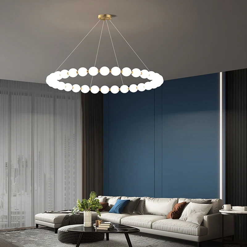

Современный акриловый подвесной светодиодный светильник с жемчугом, украшение для гостиной, столовой, светодиодная Подвесная лампа для спальни, лофта, лестницы, светодиодное освещение