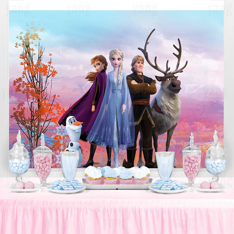 

Disney Dreamy Red Forest Frozen Anna Elsa Girls Kids Photography Blue Backdrop Custom Product Princess Birthday Photo Background