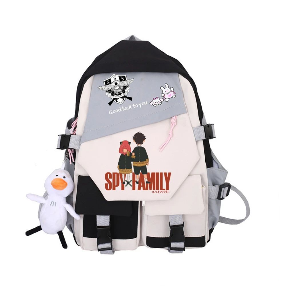 

SPY×FAMILY Backpack Nylon Shoulders Bag Zip Packsack Fashion Knapsack Travel Laptopbag Student Cartoon Schoolbag Free Pendant