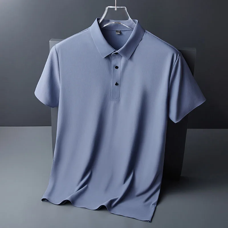 

Stretch High Quality Luxury Elegant Southern Buttoned Dress T-Shirts for Men Clothes Social Tops Male Polo Short Sleeve Shirt