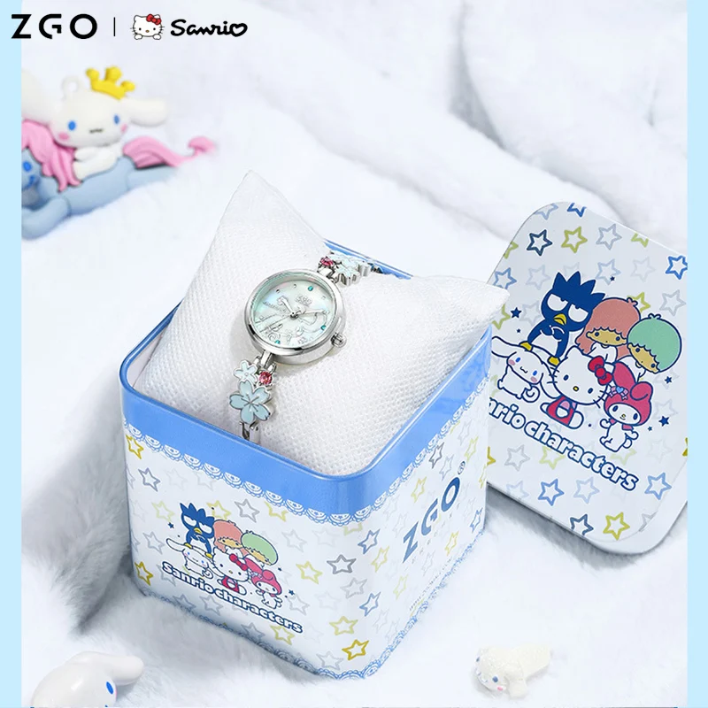 

Kawaii Genuine Sanrio Hello Kitty Quartz Watch Cinnamoroll Cartoon Cute Girl Gift Electronic Cherry Blossoms Pointer Watch