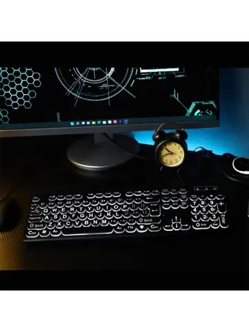 AREOFRGB Проводная полноразмерная клавиатура 104 клавиш белая подсветка