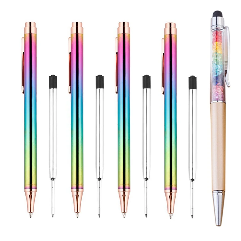 

1 Pcs Ballpoint Pen Rainbow Ballpoint Pen Ball Pen Layer Pen Gold & 1 Set Ballpoint Pens,Rainbow Click Pen Black Ink