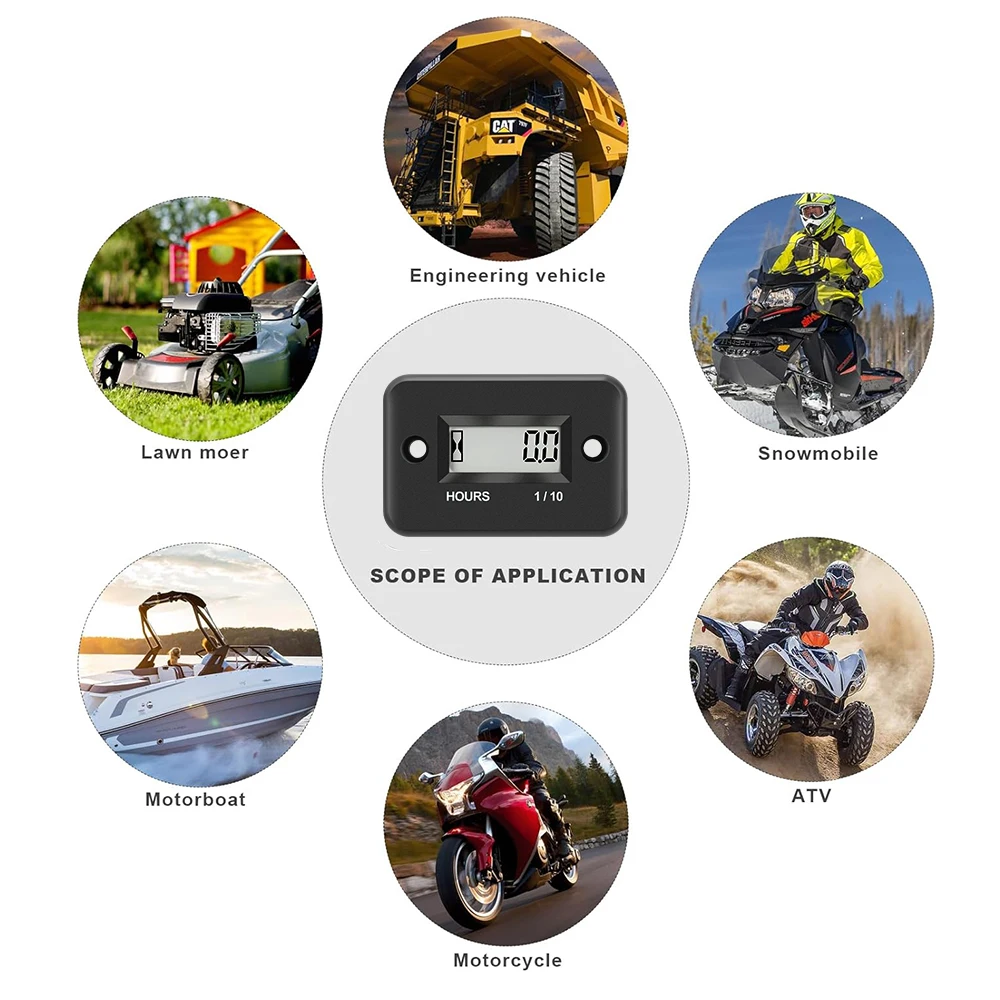 Индуктивный таймер рабочий счетчик часов двигателя мотоцикла водонепроницаемый