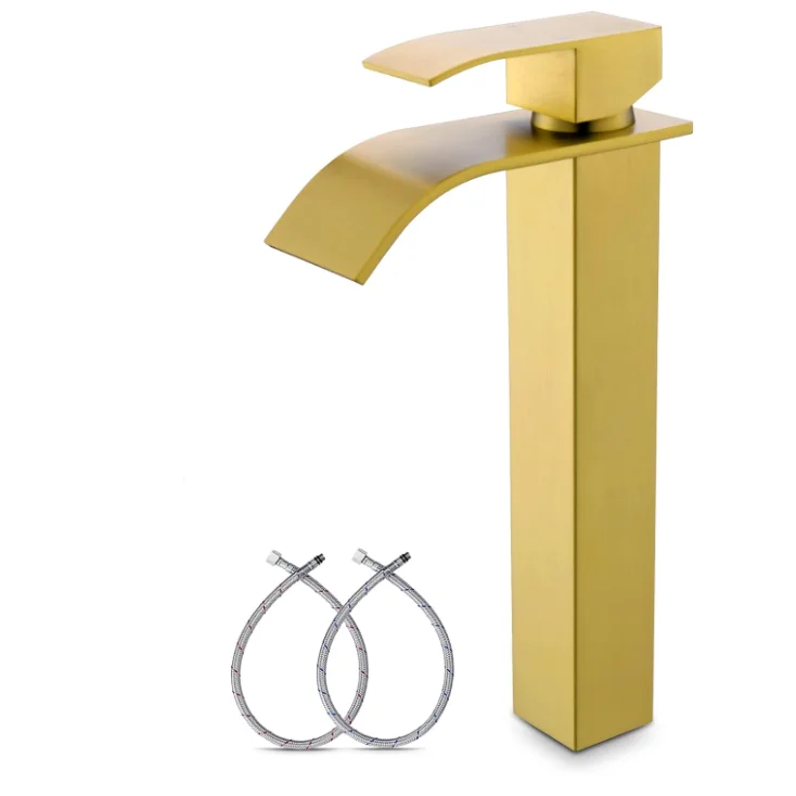 Водопад смеситель для ванной комнаты высокий с одной ручкой одно отверстие