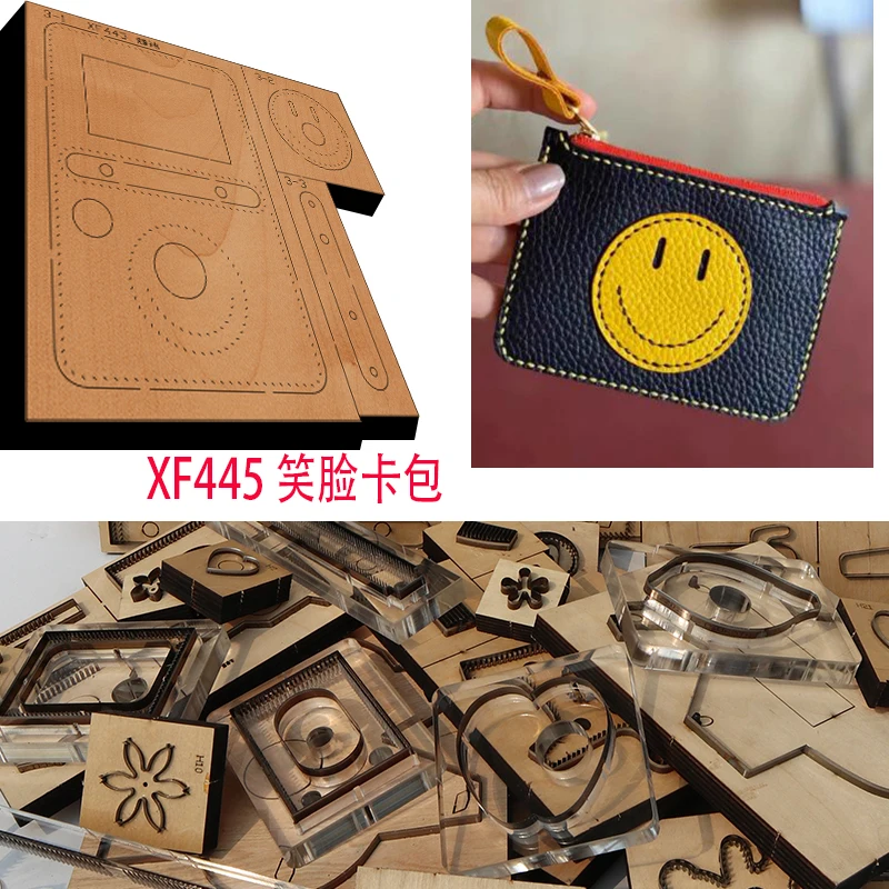 

Smiley face card bag Leather Craft Punch Hand Tool Cut Knife Mould XF445 New Japan Steel Blade Wooden Die leather craft tools