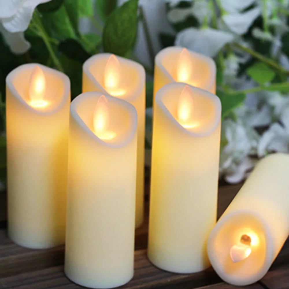 

6PCS LED Flameless Candles lights Plastic Pillar Flickering Candle Lamp Battery Operated for Home Christmas Wedding Decor