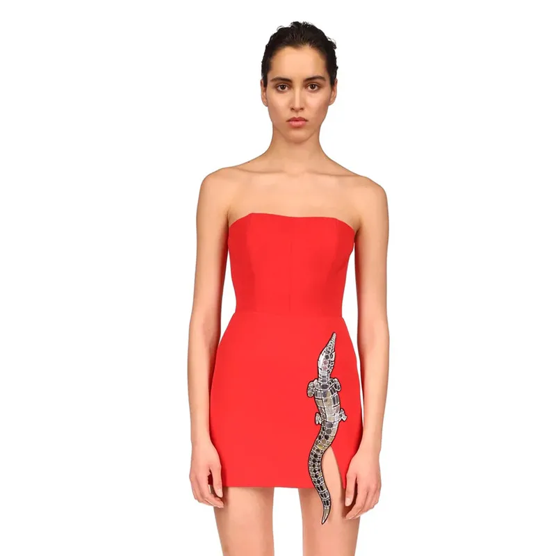 

New Arrivals Strapless Mini Bandage Dress Off Shoulder Bodycon Women Vestidos Sexy Nightclub Party Women Dress Summer 2023