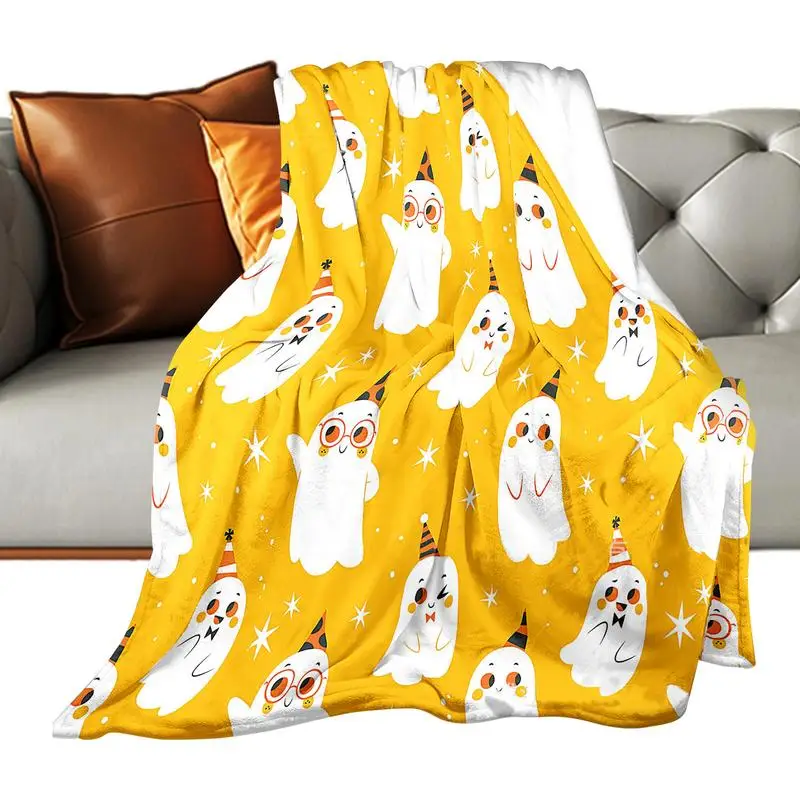 

Ghost Blanket Throw Thickened Fleece Halloween Throw Blankets Soft Spooky Blanket Decorative Lap Blanket For Couch Sofa Bed Dorm