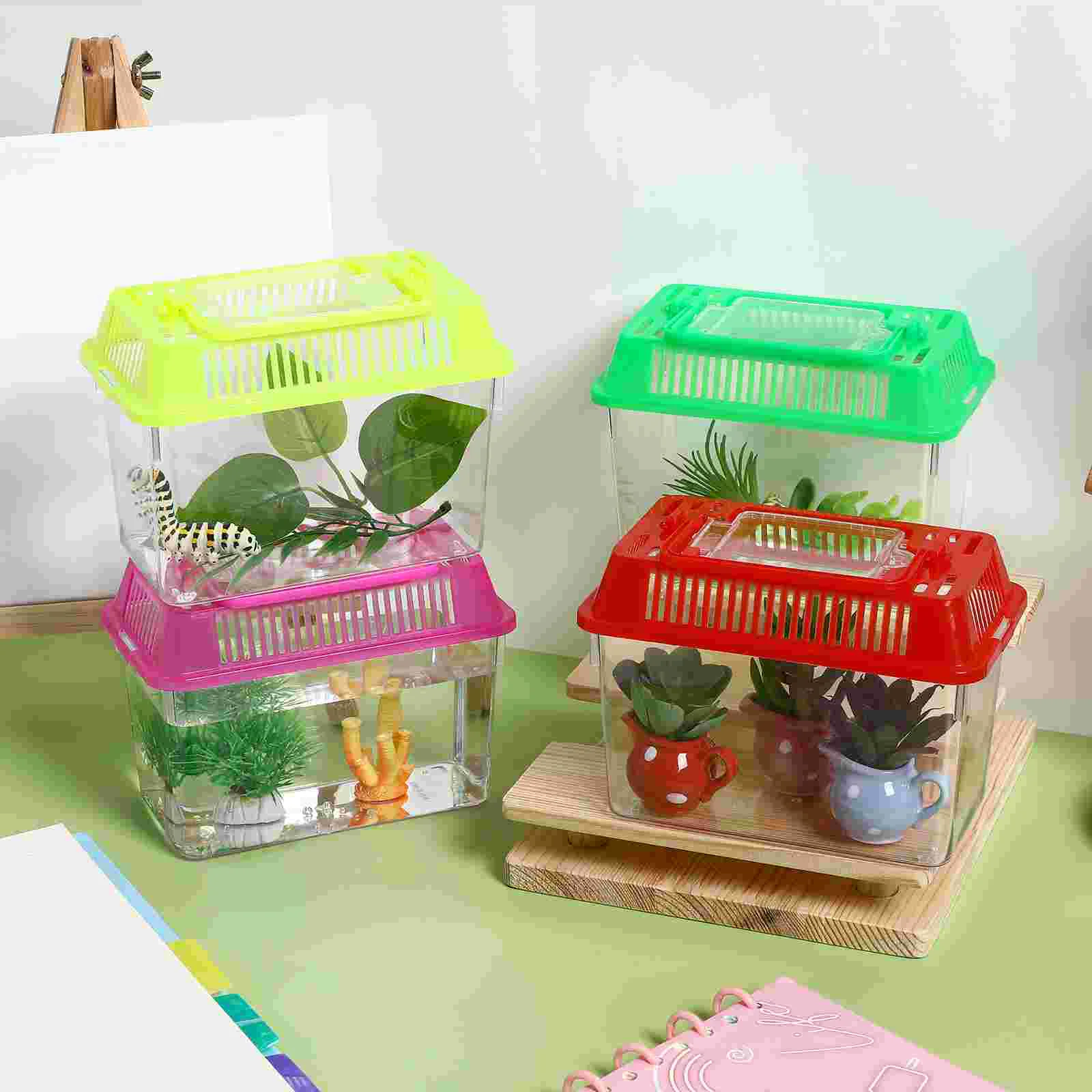 4 шт. мини портативный аквариум рептилия черепаха пластиковый краб прозрачная