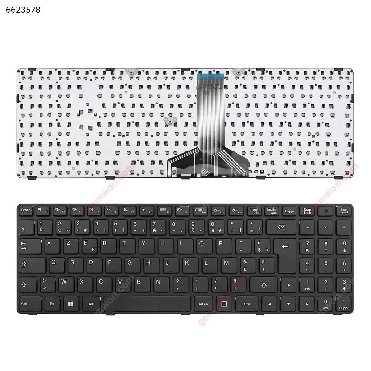 

FR French AZERTY New Replacement Keyboard for Lenovo Ideapad 100-15IBD B50-50 Laptop Black with Frame