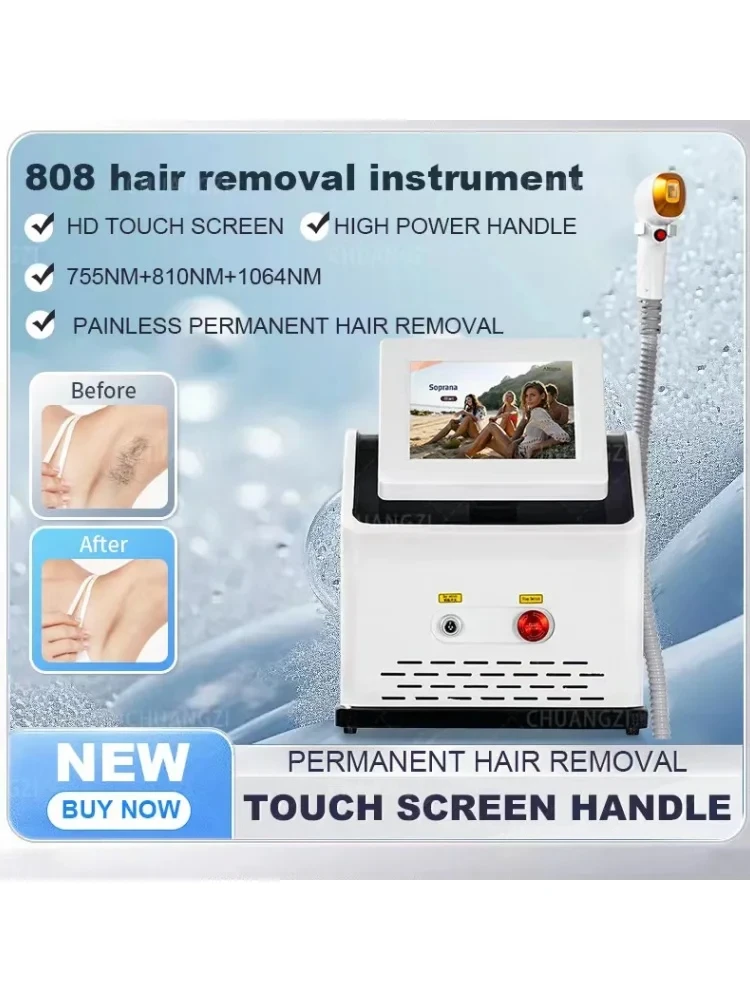 Портативный Аппарат для удаления волос диодным лазером 2000 Вт 3 длины волны нм