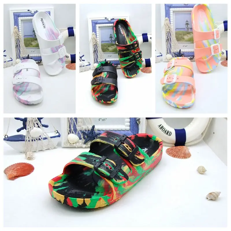 

Couples Simple Slippers Stylish Colorful Prints Breathable Sandals Soft and Comfortable Beach Wear Plus Size 48 50 Flop flip