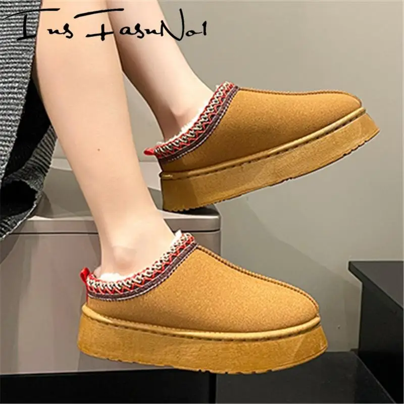 Модные женские зимние ботинки большого размера на толстой подошве и высокой