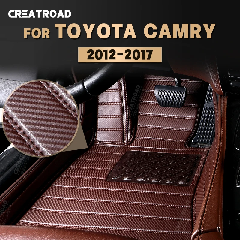 

Custom Carbon Fibre style Floor Mats For Toyota Camry 2012 2013 2014 2015 2016 2017 Foot Carpet Cover Auto Interior Accessories