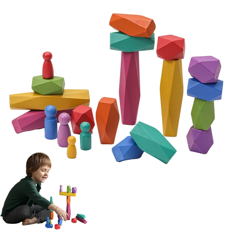 

Детский Деревянный конструктор Монтессори, набор строительных блоков, Балансирующий камень, обучающие игрушки для детей, мальчиков и девочек