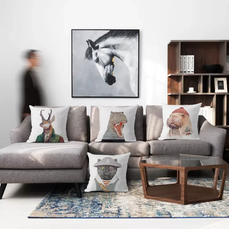 

Dog Cushion Cover Linen Pillow Cover For Living Room 45x45 Sofa Decorative Kussenhoes Nordic Home Decor
