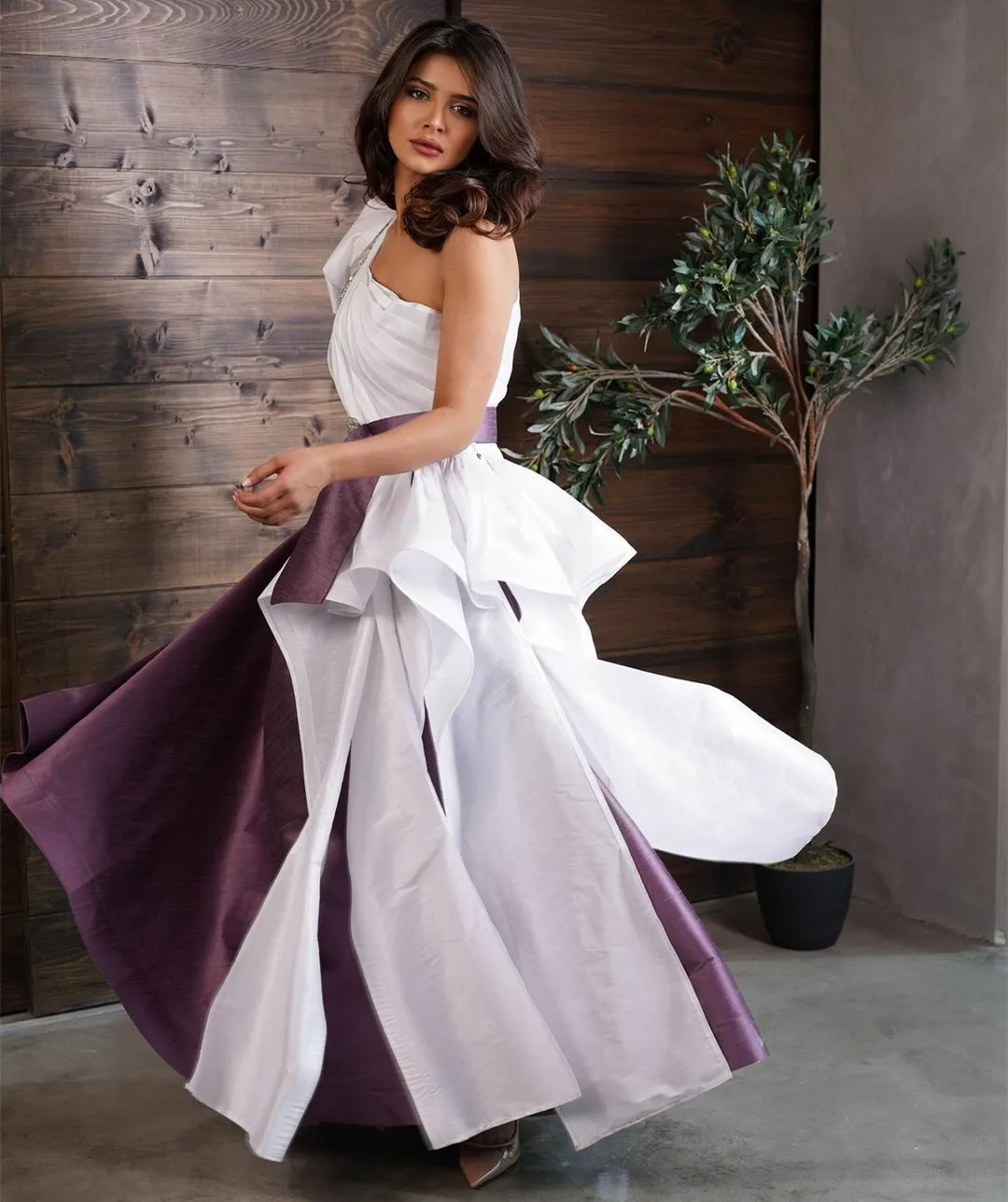 

Long Taffeta One Shoulder Evening Dresses With Sash A-Line Floor Length Prom Dress فساتين السهرة for Women