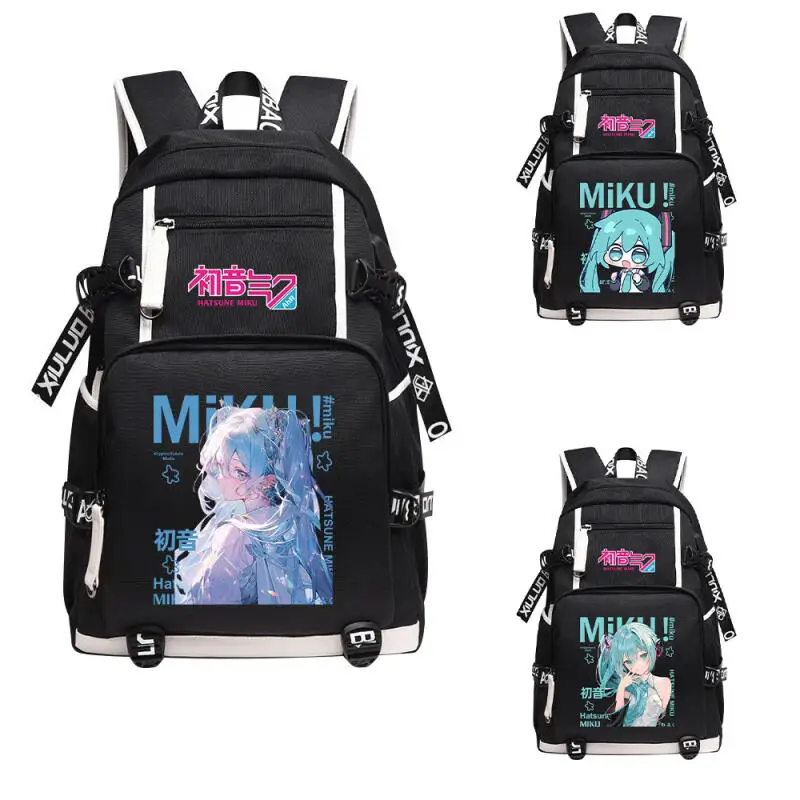 Фото Рюкзак Hatsune Miku, школьный рюкзак для учеников с мультяшным аниме-дизайном, большой вместимости, легко сочетается с одеждой для отдыха, подарок к новому учебному году №1