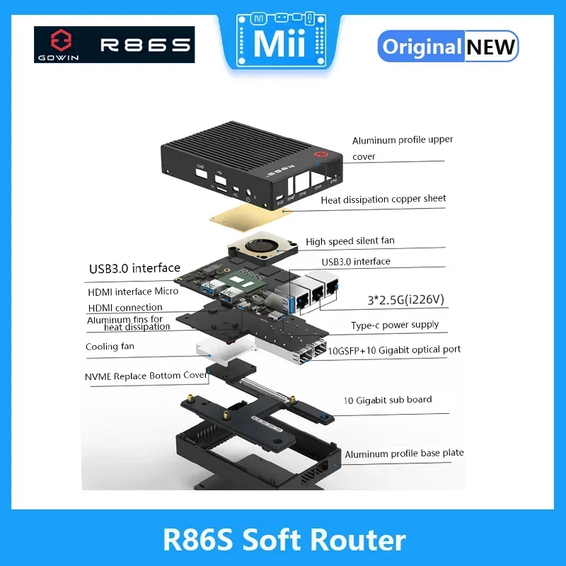 Многосетевой порт с мягкой маршрутизацией R86S Мини хост N5105 N6005 8 ГБ/16 ГБ/32 ГБ