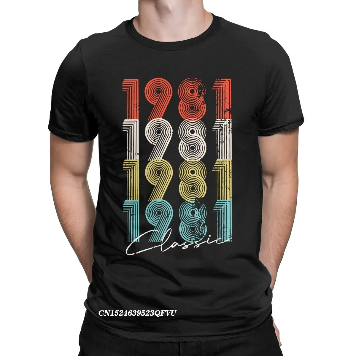 

40th Birthday Gift 1981 Retro Look Men's Tshirt Vintage Tee Shirt Harajuku Manga T-Shirts Pure Cotton Birthday Tops