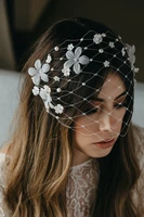 church pearl beaded veil for bride fascinator women wedding hair accessories headpiece vail velos de novia