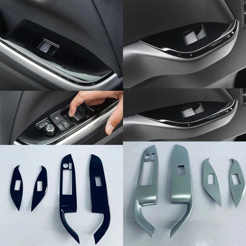 

For Toyota noah Voxy 90 Series 2021 2022 Black Glossy Car Interior Inside Door Handle Power Window Switch Cover Trim Accessories