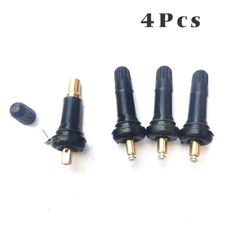 

4Pcs Buick TPMS Tire Pressure Monitoring System Anti explosion Snap In Tire Valve Stems Rubber & Pure Copper Black
