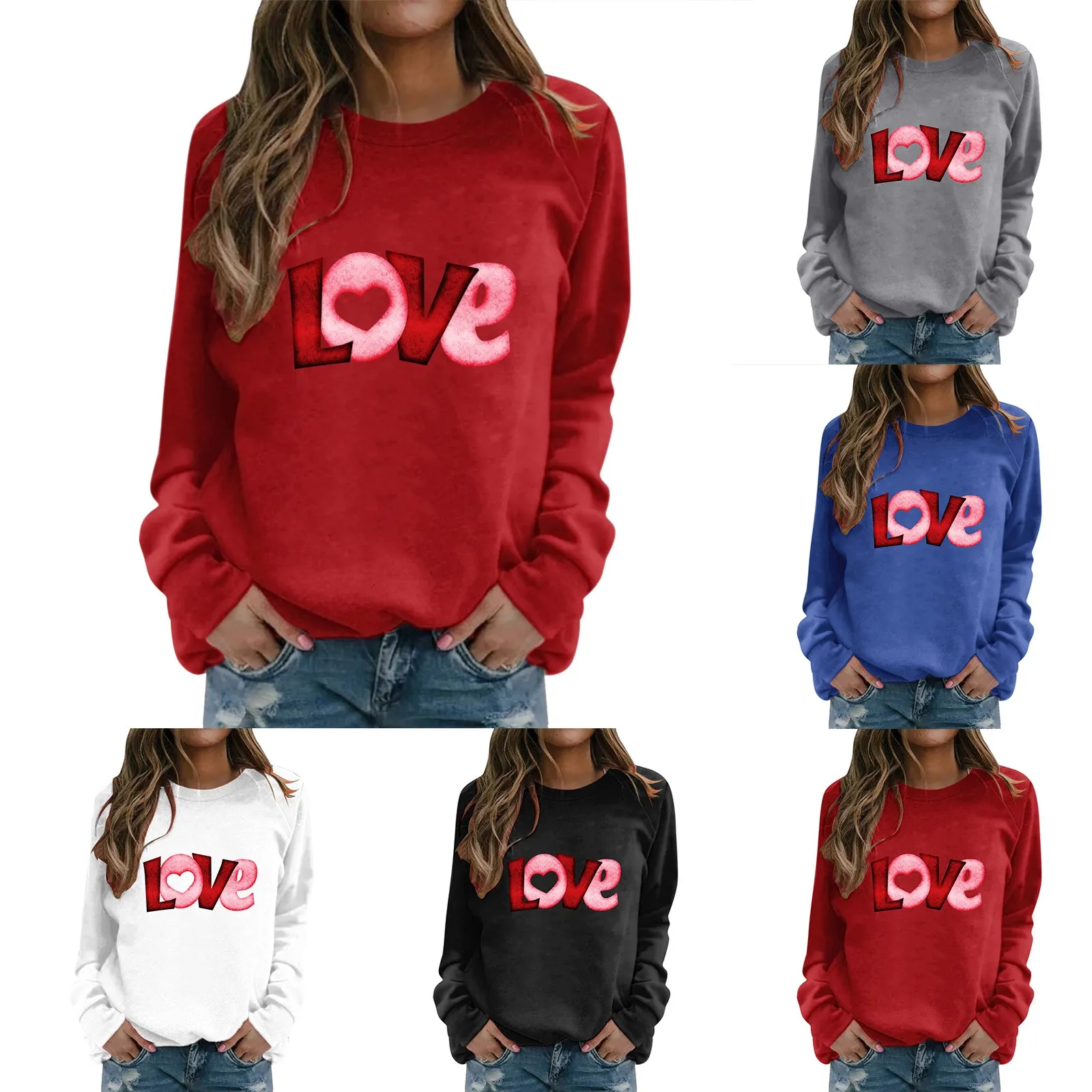 

Woman Jumper Suit Valentine's Day Women's Sweatshirt Crew Neck Colorful Pattern Print Comfort Sweatshirts Women Hoodie Zip Women