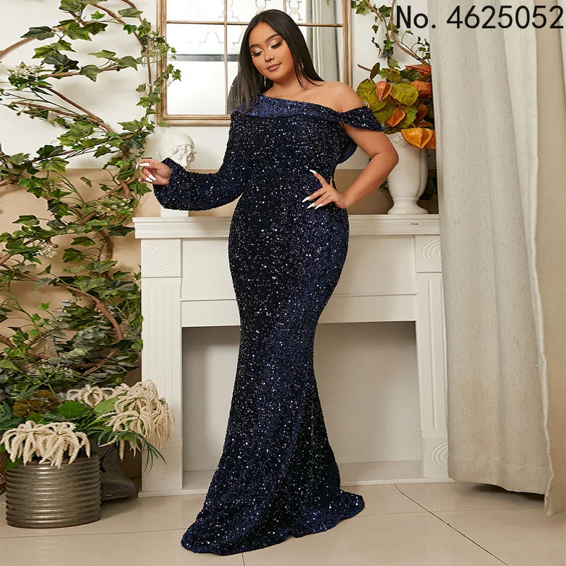 

Dubai Luxury Sequin Evening Party Long Dresses for Women 2022 New Fashion Dashiki African Clothes Plus Size Wedding Gowns