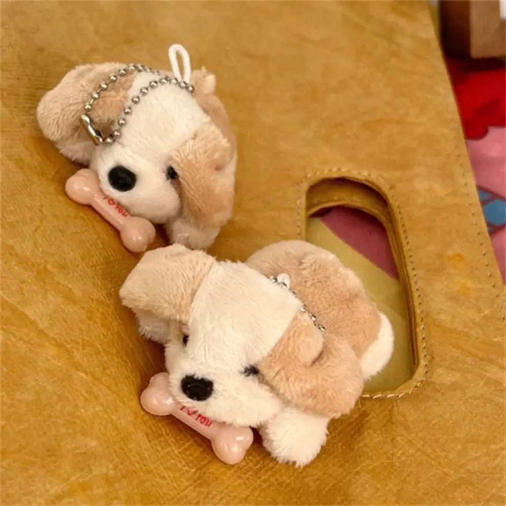 Car Bag Key Ring Stuffed Animal Plush Bone Puppy Dog Doll Cartoon Kawaii Keychain Funny Fashion Pendant Kids
