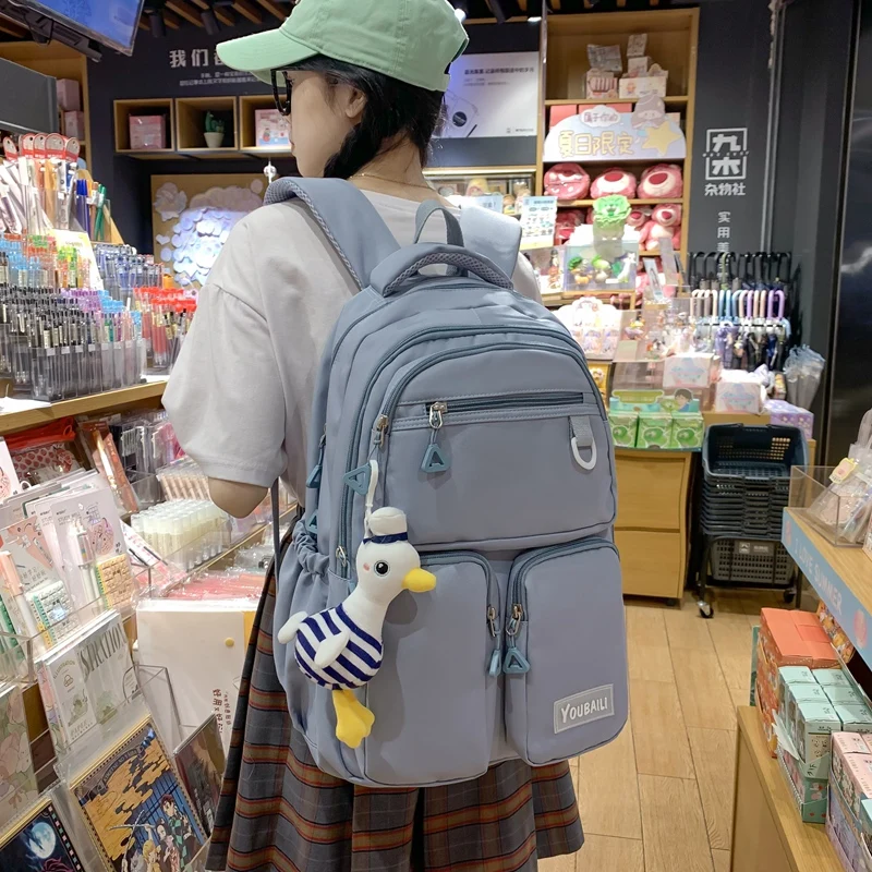 

2022 New Waterproof Nylon Backpack Casual Big Capacity Woman Rucksack Multi-pocket College Student Book Bagpack Schoolbag