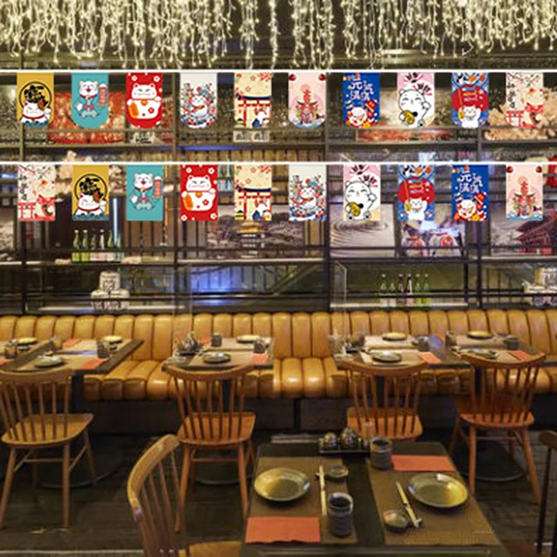Японский стиль Lucky Cat висит веревочный флаг суши ресторан овсянка баннеры Izakaya дом