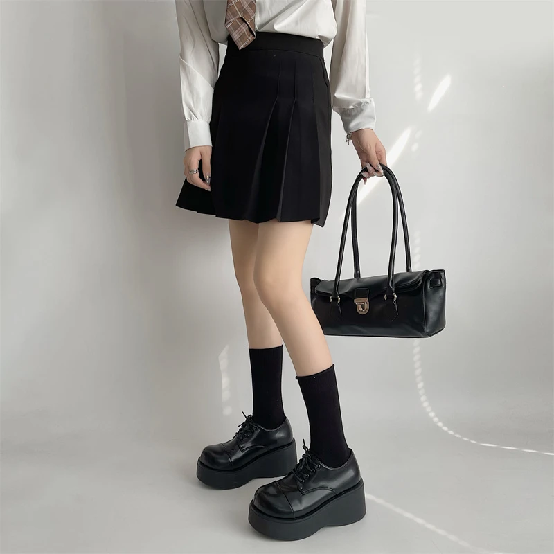 Женские туфли в японском стиле Харадзюку мягкие на платформе ретро танкетке с