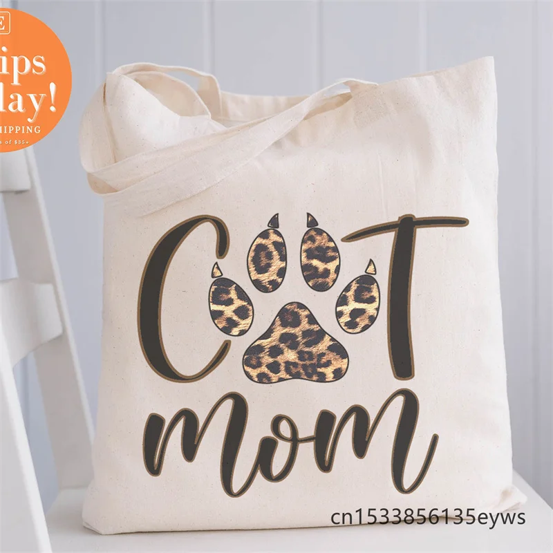 

Сумка-тоут для покупок с мультяшным принтом кошки и мамы
