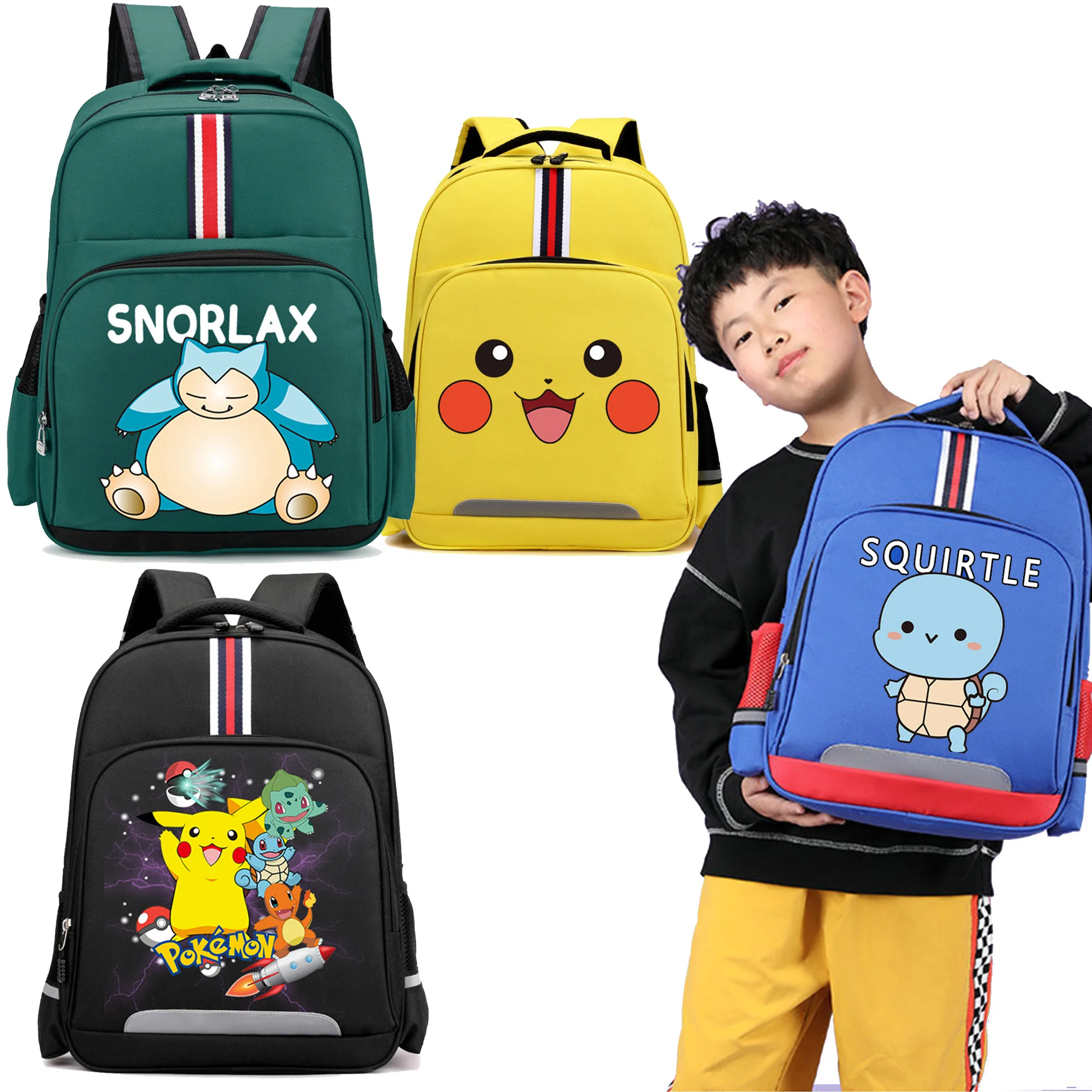 

High Quality Pokemon Pikachu Backpack Charmander Bulbasaur Primary SchoolBag Tote Bag Book Bag Kindergarten Children Day Gift