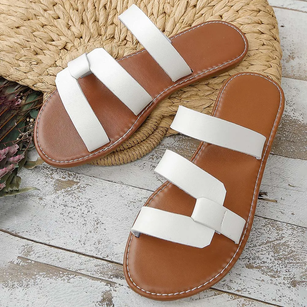 Fashion Slip-on Sandals With White/Black/Light Brown Breathable Comfortable Sandals For Party Daily Work