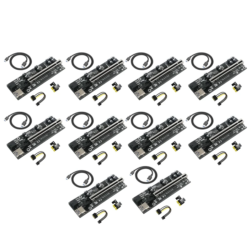 

New Version 009S Plus PCIE Riser 1X to 16X Graphics Extension for Bitcoin GPU Mining Powered Riser Adapter Card(10 Pcs)