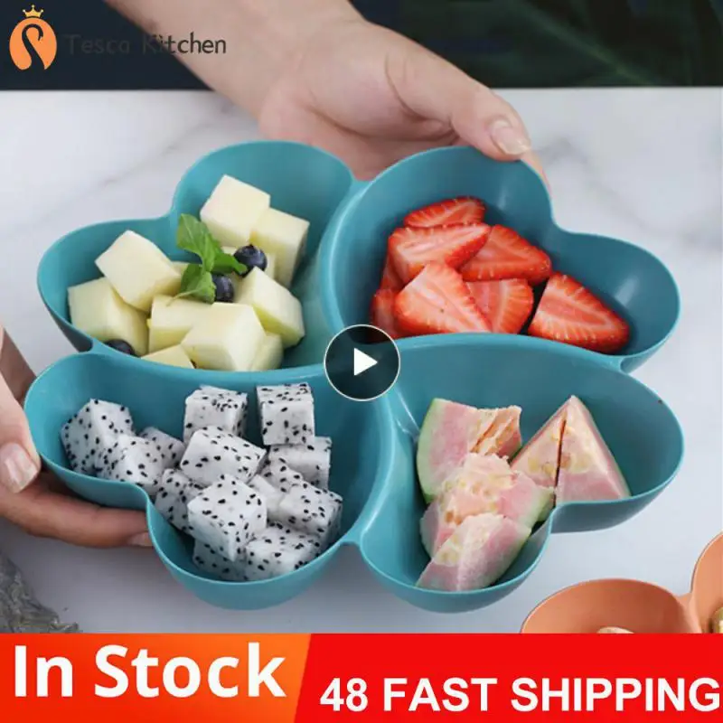 

Kitchen Bar Utensils Grid Plate Beautiful Shape Feel Comfortable Four-leaf Clover Plate Solid Color Easy End-to-end Access