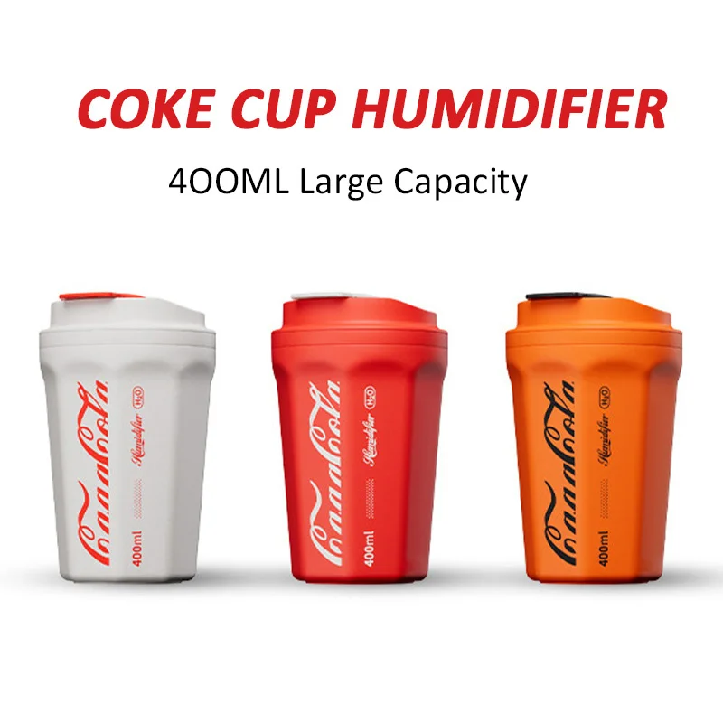 

400ml Large Capacity Air Humidifier Coke Cup Usb Aroma Diffuser for Home Car Fine Cool Mist Spray Maker with Flame Lights 2022