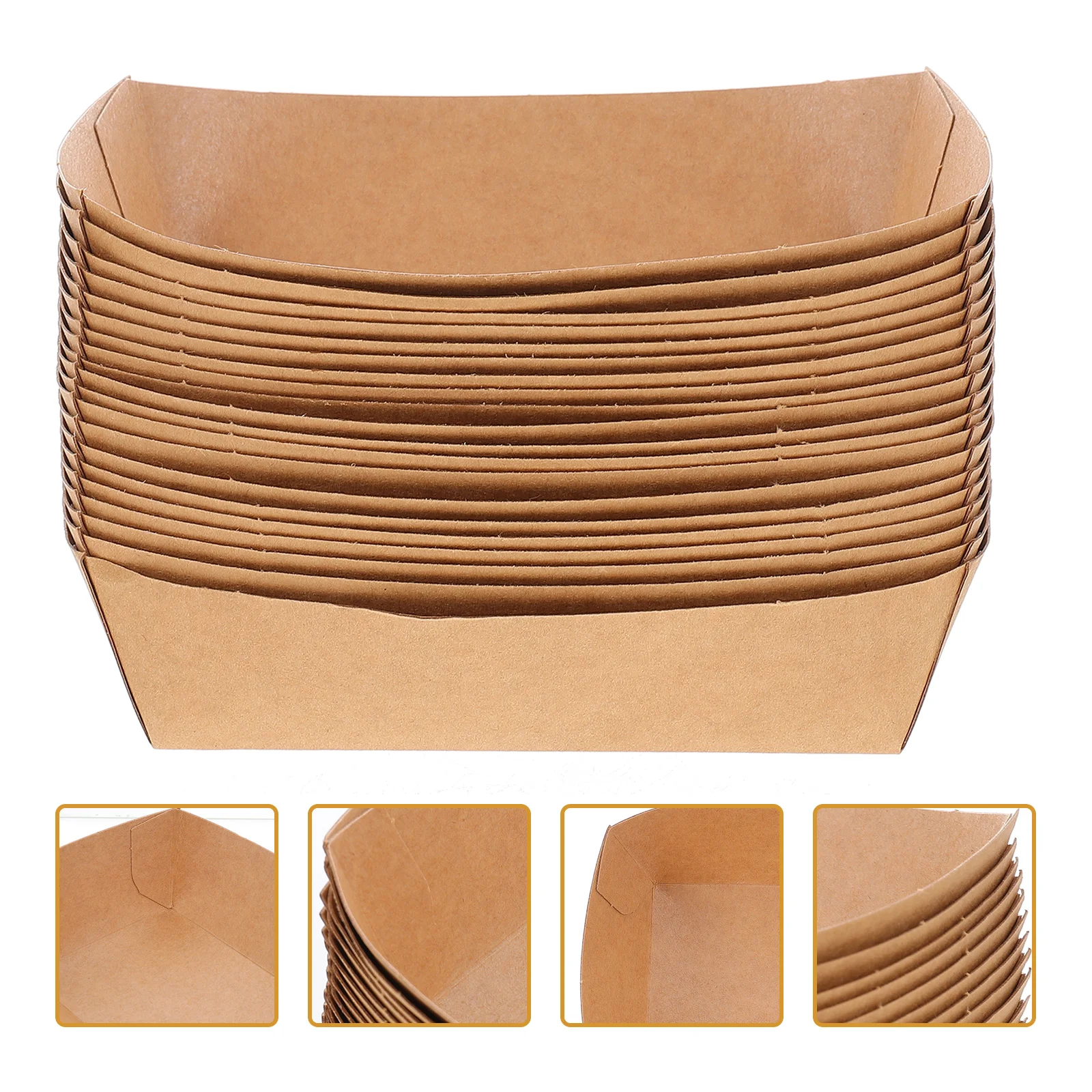 

Disposable Brown Paperboard Serving Baskets Food Tray Snack Container Fried Holder Plates