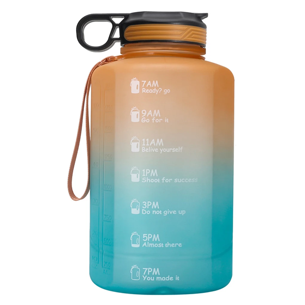 

2.2L Мотивационная бутылка для воды Половина галлона пластиковый кувшин контейнер для фитнеса принадлежности для кемпинга путешествия оран...