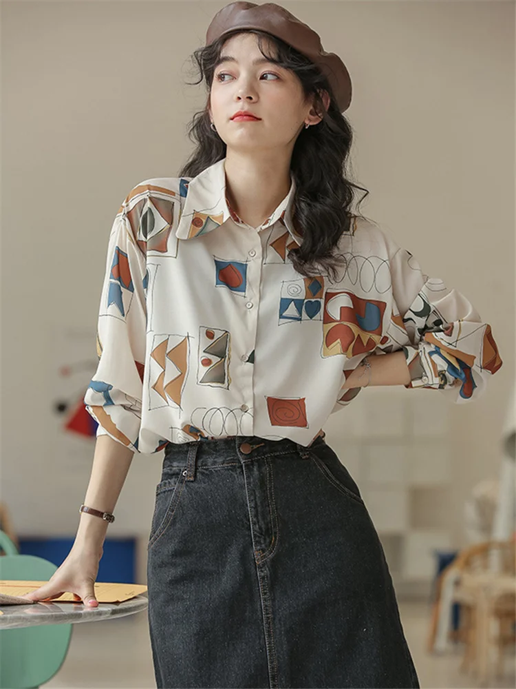 

H.sa 2022 Fashion New Notched Long-sleeved Chiffon Shirt Ladies Solid Temperament With Sweet Style Vintage Female Blusas Uniform