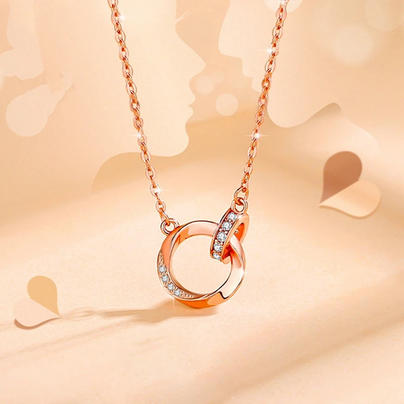 

Simple Double Circle Clavicle Chain Necklace for Women Girls Personality Crystal Necklace Party Accessories Jewelry